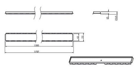 SHWR CHANNEL DRAIN(TILE INSERT)W/O BASE - AQUANT -  ( 304 STAINLESS STEEL -  - 1200x80 mm - 48inchX3inch )