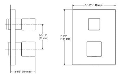RECE THER. BATH&SHOWER SQUARE TRIM - KOHLER PREMIUM -  ( MATT BLACK - PREMIUM - 0x15 mm - 0inchX0.5inch )