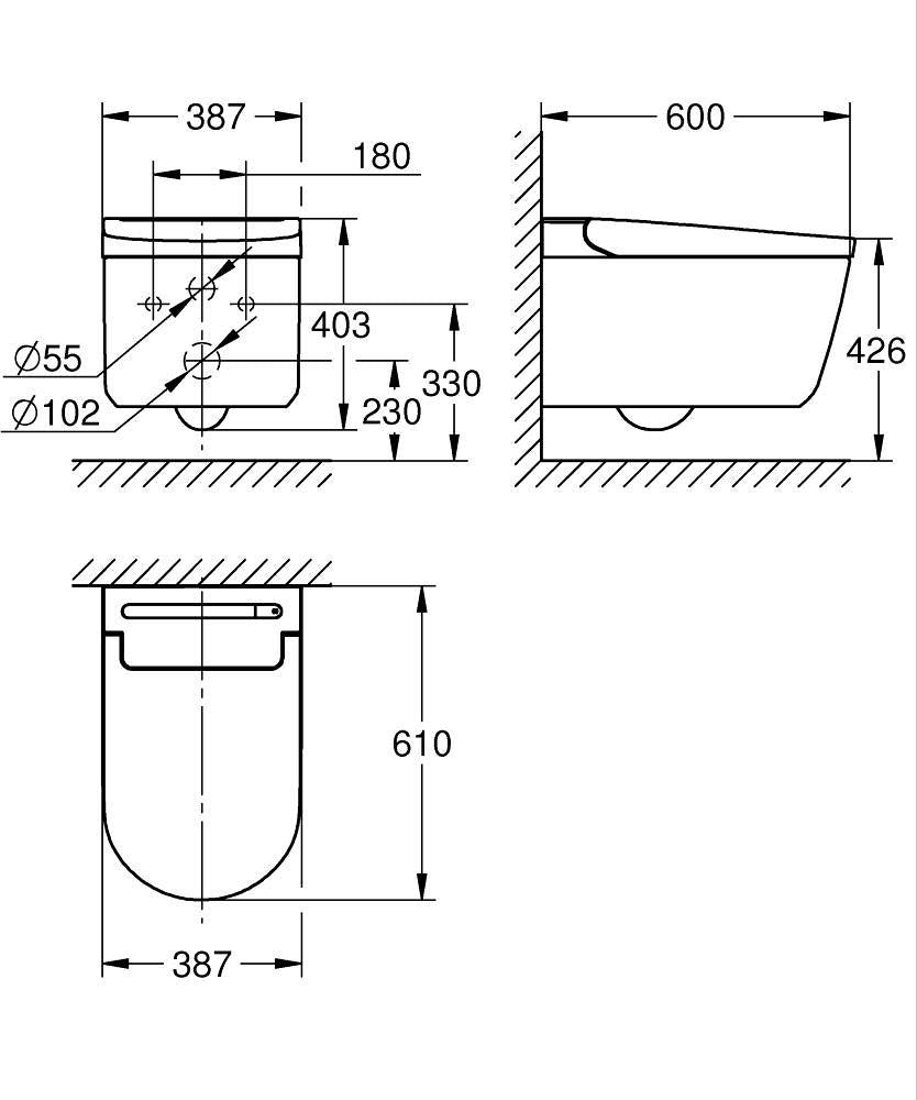 IGINA WALL-HANG SHOWER TOILET APAC AUTO OPEN & CLOSE, 3/5L - GROHE -  (  - G3 - IGINA - 0x0 mm - 0inchX0inch )