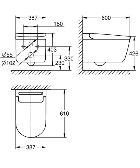 IGINA WALL-HANG SHOWER TOILET APAC AUTO OPEN & CLOSE, 3/5L - GROHE -  (  - G3 - IGINA - 0x0 mm - 0inchX0inch )