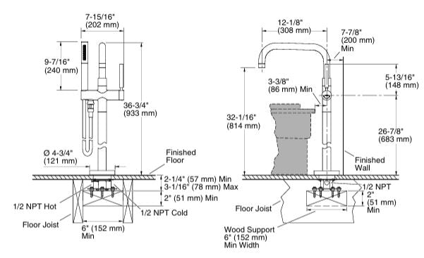 PURIST FREESTANDING BATH FAUCET TRIM - KOHLER LUXURY -  ( MATT BLACK - LUXURY - 0x15 mm - 0inchX0.6inch )