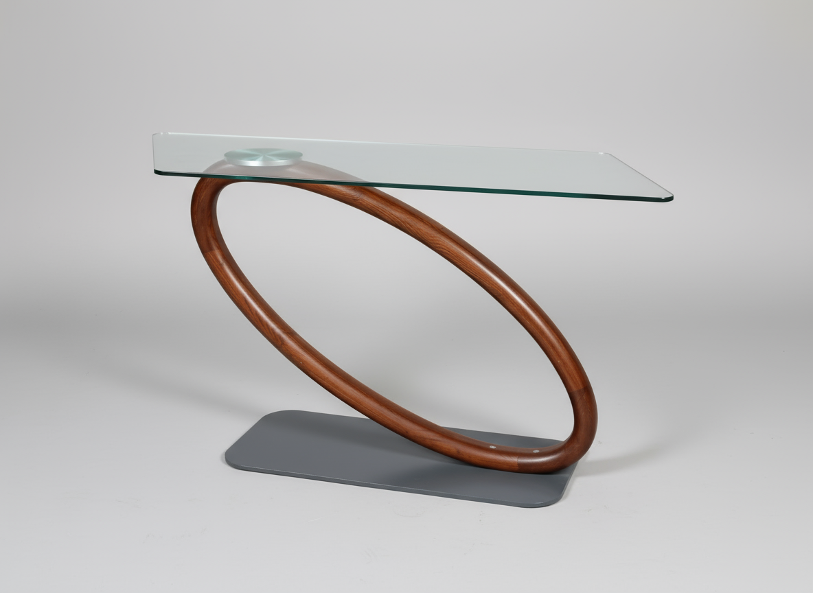 ST-COVER  CONSOLE TABLE TEAK WOOD BASE W/GLASS TOP TOUGHENED - FURNITURE - (WHITE + ROSEGOLD - BUENA CASA - 1143x406x737 mm - 45.72inchX16.24inchX29.48inch)