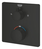 GROHTHERM THERMOSTATIC SHOWER MIXER FOR 2 OUTLETS WITH INTEGRATED SHUT OFF/DIVERTER VALVE - GROHE -  ( MATTE BLACK - G3 - GROHTHERM CONVENT. CONCEALED - 0x15 mm - 0inchX0.5inch )