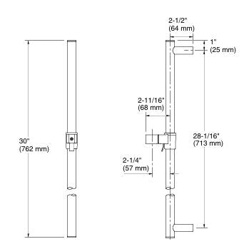 CONTEMPORARY SLIDE BAR - KOHLER PREMIUM -  ( BRUSHED BRONZE - PREMIUM - 0x762 mm - 0inchX31inch )