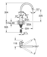 CONCETTO 1-HANDLE KITCHEN MIXER, C SPOUT SWIVEL - GROHE -  ( CHROME - G3 - CONCETTO - 0x15 mm - 0inchX0.5inch )