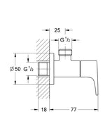 BAUFLOW ANGLE VALVE 1/2INCH X 1/2INCH - GROHE-G2 -  ( CHROME - G2 - BAUCONTEMPORARY - 0x15 mm - 0inchX0.5inch )