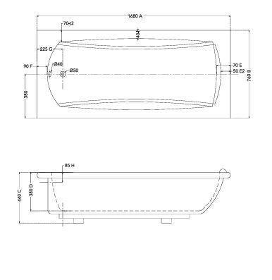 MARINA PLUS BATHTUB - HINDWARE -  ( STAR WHITE -  - 1680x765 mm - 67.2inchX30.6inch )
