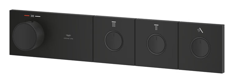 GROHTHERM AQUA TILES THERMOSTAT FOR CONCEALED INSTALLATION WITH 3 VALVES - GROHE -  ( PHANTOM BLACK - G5 - GROHTHERM AQUA TILES - 0x20 mm - 0inchX0.75inch )