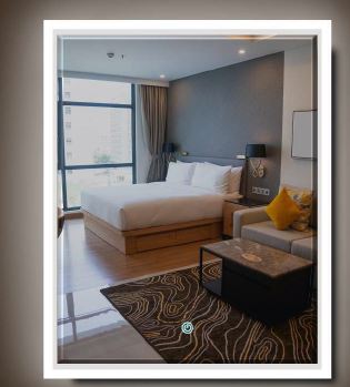 (PRUN)SQ.FRONT GLOW TRIPLE COLOUR LED - BETTER LIVING -  ( CHROME - REFLEX - 750x600 mm - 30inchX24inch )