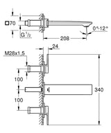 ALLURE 3-HOLE, 2-HANDLE WALL-MOUNT BASIN MIXER, M SIZE - GROHE -  ( BRUSHED WARM SUNSET - G5 - ALLURE - 0x0 mm - 0inchX0inch )