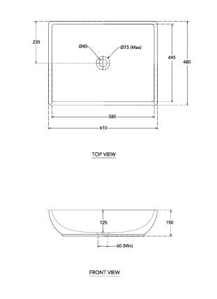 WASH BASIN COUNTER TOP FONTE - HINDWARE -  ( STAR WHITE - ITALIAN - 610x470 mm - 24inchX18.5inch )