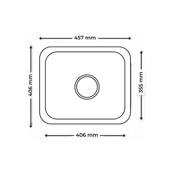 SS KITCHEN SINK 1.0 BOWL W/O DRAINBOARD (DEPTH 9INCH)WITH FA-07 WASTE COUPLING - FUTURA -  ( SATIN FINISH - UNDERMOUNT SERIES - 457x406 mm - 18inchX16inch )