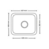 SS KITCHEN SINK 1.0 BOWL W/O DRAINBOARD (DEPTH 9INCH)WITH FA-07 WASTE COUPLING - FUTURA -  ( SATIN FINISH - UNDERMOUNT SERIES - 457x406 mm - 18inchX16inch )