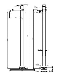 FLOOR MOUNTED SINGLE LEVER BATH MIXER W/PROVISION FOR HAND SHOWER - ARTIZE FAUCET -  ( BLACK MATT - SIGNAC - 0x15 mm - 0inchX0.5inch )