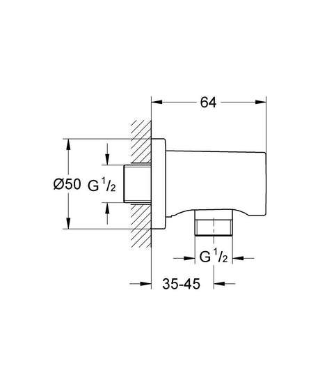 RAINSHOWER SHOWER OUTLET ELBOW 1/2 INCH- GROHE -  ( PHANTOM BLACK - G5 - RAINSHOWER - 0x15 mm - 0inchX0.5inch )