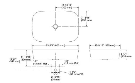 MODERNLIFE EDGE TM RECTANGULAR TABLE-TOP WASH BASIN WITHOUT OVERFLOW - KOHLER LUXURY -  ( WHITE - LUXURY - 600x396 mm - 24inchX15.8inch )
