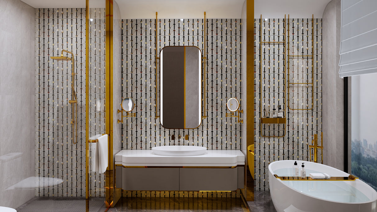 5021 BLACK & GOLD HL - CHINA TILES -  (  -  - 600x300 mm - 24inchX12inch )