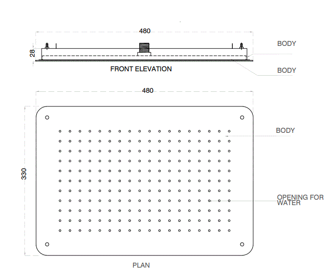 SS FALSE CEILING RAIN SHWR W/INST. KIT - AQUANT -  ( BRUSHED GOLD -  - 480x330 mm  - 19.2inchX13.2inch )