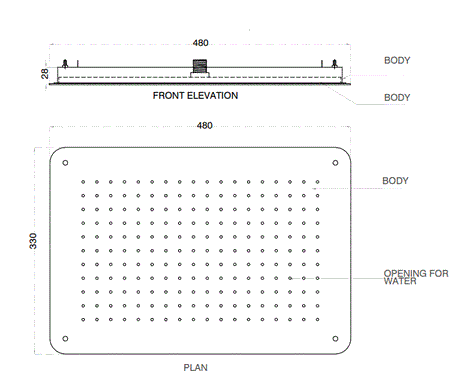 SS FALSE CEILING RAIN SHWR W/INST. KIT - AQUANT -  ( BRUSHED GOLD -  - 480x330 mm  - 19.2inchX13.2inch )