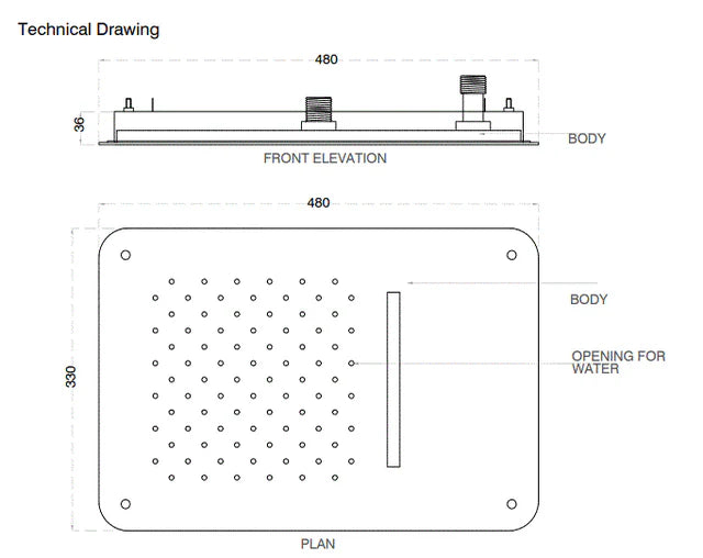 SS FALSE CEILING SHWR 2 FUN. W/INST. KIT - AQUANT -  ( ROSE GOLD -  - 480x330 mm  - 19.2inchX13.2inch )