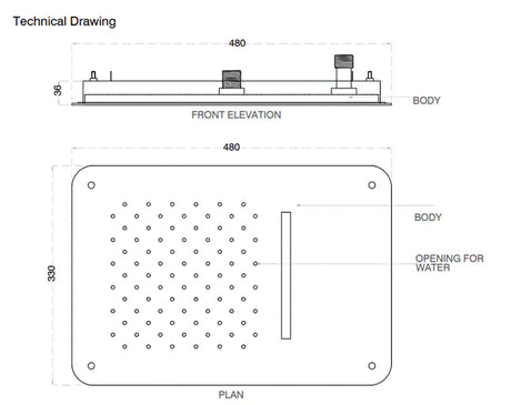 SS FALSE CEILING SHWR 2 FUN. W/INST. KIT - AQUANT -  ( ROSE GOLD -  - 480x330 mm  - 19.2inchX13.2inch )