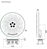 3 FUN WALL MOUNTED SHOWER FLOWS: RAIN , MIST & WATERFALL - AQUANT -  ( CHROME - SS HYDRO WAVE - 370x0 mm - 14.8inchX0inch )