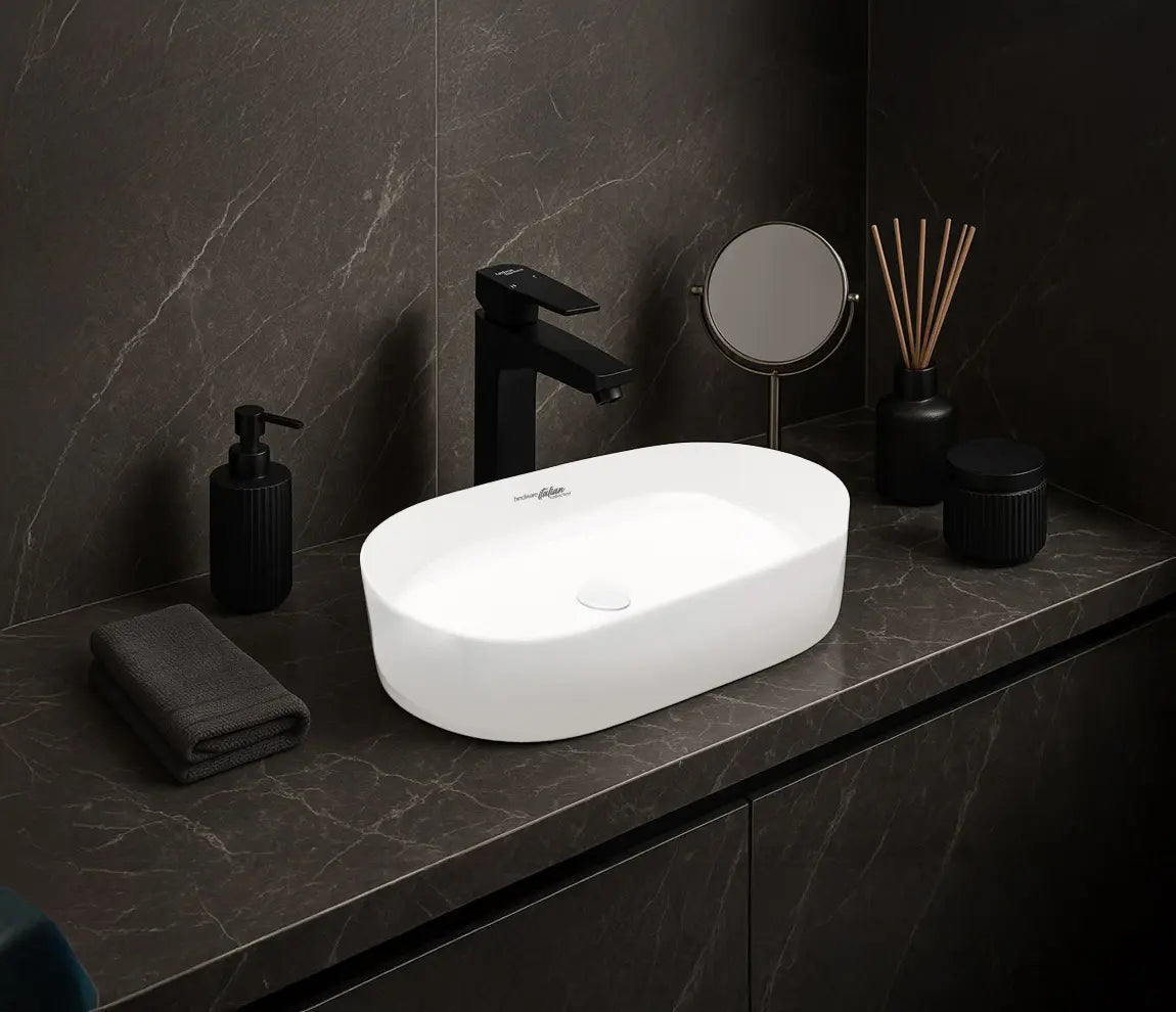 WASH BASIN TABLE TOP LINEAR - HINDWARE -  ( MATTE PINE - ITALIAN - 710x420 mm - 28.4inchX16.8inch )