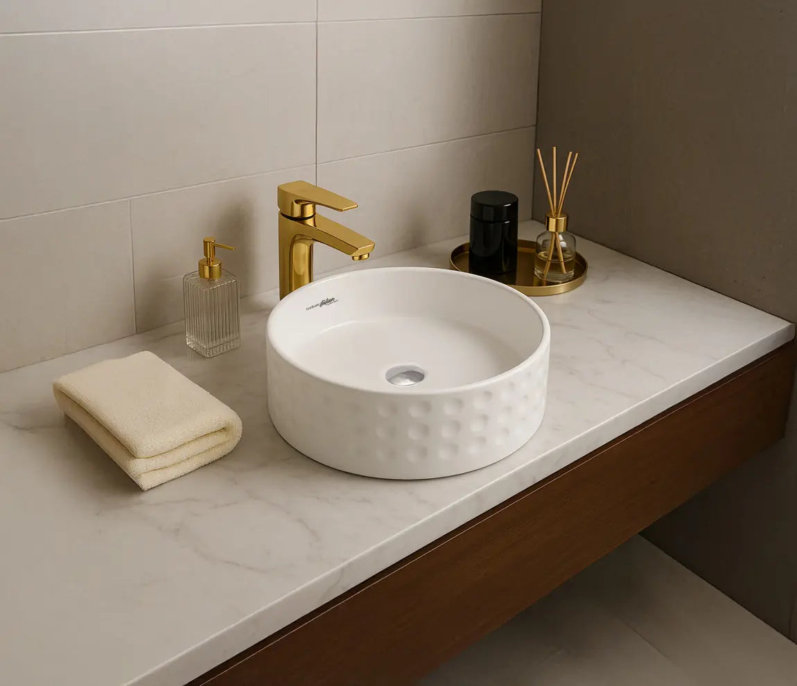 WASH BASIN TABLE TOP RENE - HINDWARE -  ( STAR WHITE - RENE - 455x455 mm - 18.2inchX18.2inch )