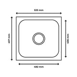 SS KITCHEN SINK 1.0 BOWL W/O DRAIN BOARD (DEPTH 8INCH) WASTE COUPLING WITH PLUMBING KIT - FUTURA -  ( SATIN - DURA - 533x457 mm - 21.32inchX18.28inch )