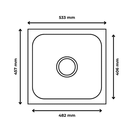 SS KITCHEN SINK 1.0 BOWL W/O DRAIN BOARD (DEPTH 8INCH) WASTE COUPLING WITH PLUMBING KIT - FUTURA -  ( SATIN - DURA - 533x457 mm - 21.32inchX18.28inch )