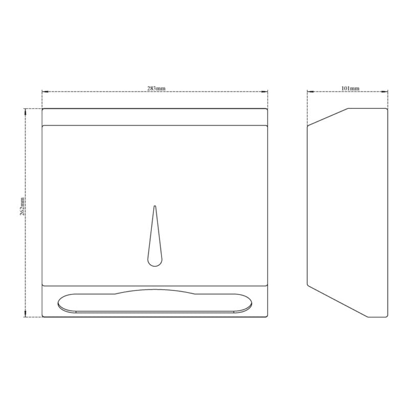 DISPENSER FOR PAPER TOWEL - VIKING -  ( POLISHED - SS 304 - 283x101 mm - 11.3inchx4inch )