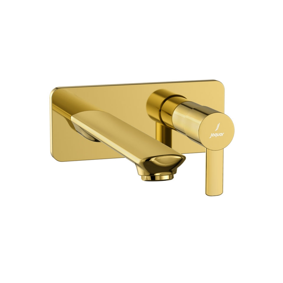 EXPOSED PART KIT OF SINGLE CONCEALED STOP COCK CONSISTING OF OPERATING LEVER, CARTRIDGE SLEEVE, WALL FLANGE (WITH SEALS)& BASIN SPOUT - JAQUAR FAUCETS - ( GOLD BRIGHT PVD - FUSION PRIME - 0x15 mm - 0inchX0.5inch )