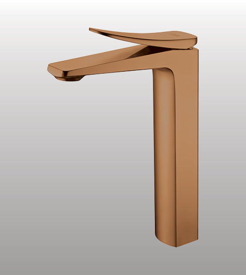 SINGLE LEVER TALL BRASS BASIN MIXER FOAM FLOW - AQUANT -  ( BRUSHED ROSE GOLD - WAVE SERIES - 0x0 mm - 0inchx0inch )
