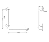GRAB BAR LEFT 90 DEG ANGLE - VIKING -  (  - SS 304 - 450x450 mm - 18inchX18inch )