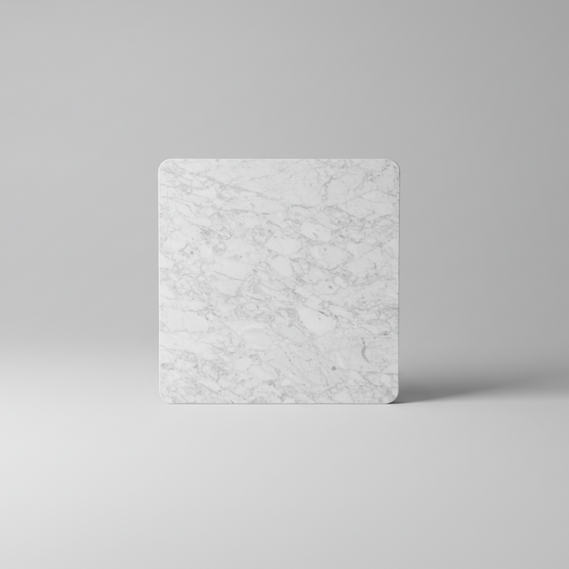 Square marble tile with gray and white pattern on a black background