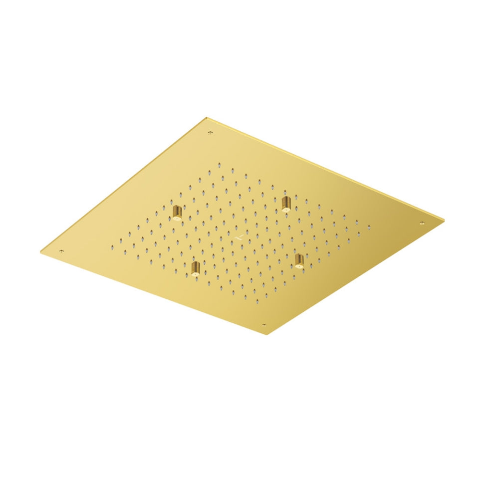 DUOFLO SHOWER SQUARE SHAPE TWO FUNCTIONS, RAIN AND 4 MIST AND FALSE CEILING INSTALLATION KIT W/O LED - JAQUAR FAUCETS - ( GOLD BRIGHT PVD - DUOFLO SHOWER - 450x450 mm - 18inchX18inch )