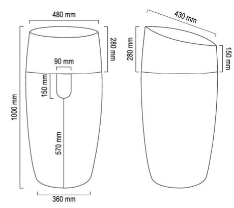 FREE STANDING CREAM STONE BASIN(H-39  ) - AQUANT -  ( TRAVERTINE MARBLE(INDONESIA) -  - 480x480 mm - 19inchX19inch )