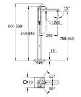 EUROCUBE FREESTANDING BATH FILLER - GROHE - ( CHROME - G4 - EUROCUBE - 0x15 mm - 0inchX0.5inch )