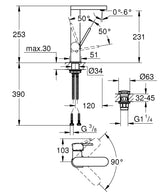 GROHE PLUS 1-HANDLE BASIN MIXER WITH PUSH-OPEN, L SIZE - GROHE -  ( CHROME - G4 - EUROPLUS - 0x0 mm - 0inchX0inch )