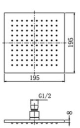 BRASS RAIN SHOWER - AQUANT - ( CHROME - - 200x200 mm - 8inchX8inch )