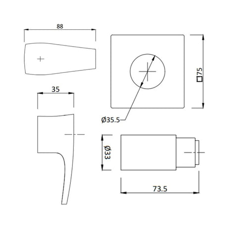 EXPOSED KIT FOR 15 & 20MM CSC - HINDWARE FAUCETS -  ( POLISHED CHROME - AVIOR-GEOMETRIC - 0x0 mm - 0inchx0inch )