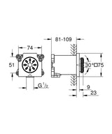 RSH AQUA 75X75 SIDESHW 3,3L SQUARE - GROHE -  ( BRUSHED WARM SUNSET - G5 - RAINSHOWER - 0x0 mm - 0inchX0inch )