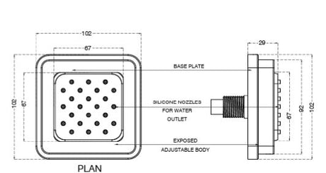 POWDER FLOW BODY SHOWER W/EXP INSTAL - AQUANT -  ( ROSE GOLD - BODY JET - 100x100 mm - 4inchX4inch )