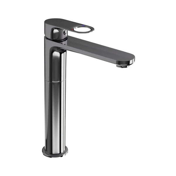 SINGLE LEVER TALL BOY WITH 150MM EXTENSION BODY  WITH 600MM LONG BRAIDED PIPES - JAQUAR FAUCETS -  ( BLACK CHROME - ORNAMIX PRIME - 0x15 mm - 0inchX0.5inch )