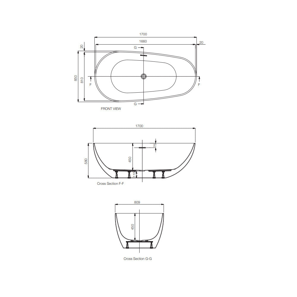 FREE STANDING BATH TUB W/WASTE & OVRFLOW - JAQUAR WELLNESS - ( WHITE - EGGY - 1700x850 mm - 67inchX34inch )