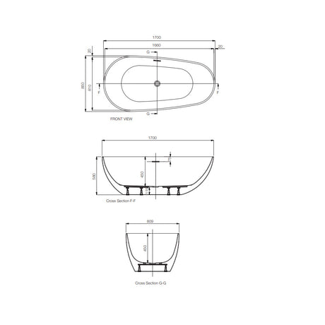 FREE STANDING BATH TUB W/WASTE & OVRFLOW - JAQUAR WELLNESS - ( WHITE - EGGY - 1700x850 mm - 67inchX34inch )