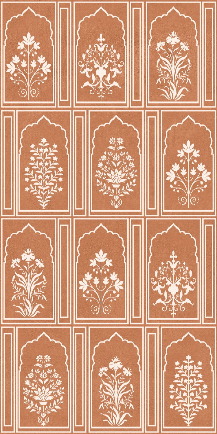 AREBIC RED FLOWER DECOR HL - INDIAN TILES - ( - CRIST DECOR - 1200x600 mm - 48inchX24inch)