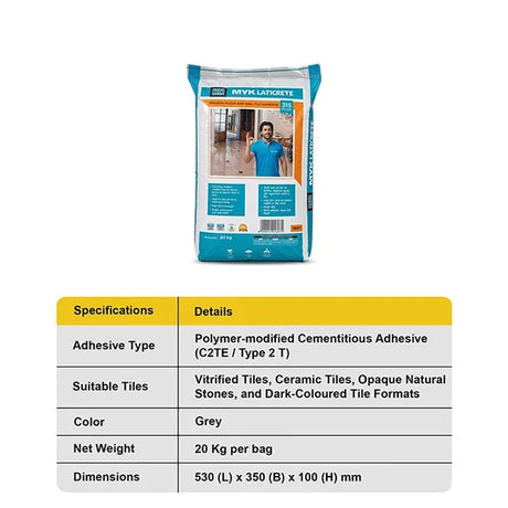 L 315 PLUS GREY THINSET ADHESIVE-20KG - MYK LATICRETE -  ( GREY - L 315 PLUS - 0x0 mm - 0inchX0inch )
