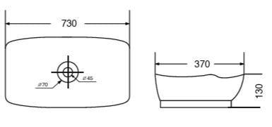 TABLE MOUNTED WASH BASIN - AQUANT - ( WHITE - - 550x420 mm - 22inchX17inch )