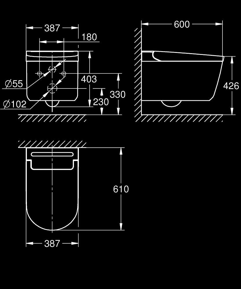 IGINA WALL-HANG SHOWER TOILET APAC STANDARD, 3/5L - GROHE -  (  - G3 - IGINA - 0x0 mm - 0inchX0inch )
